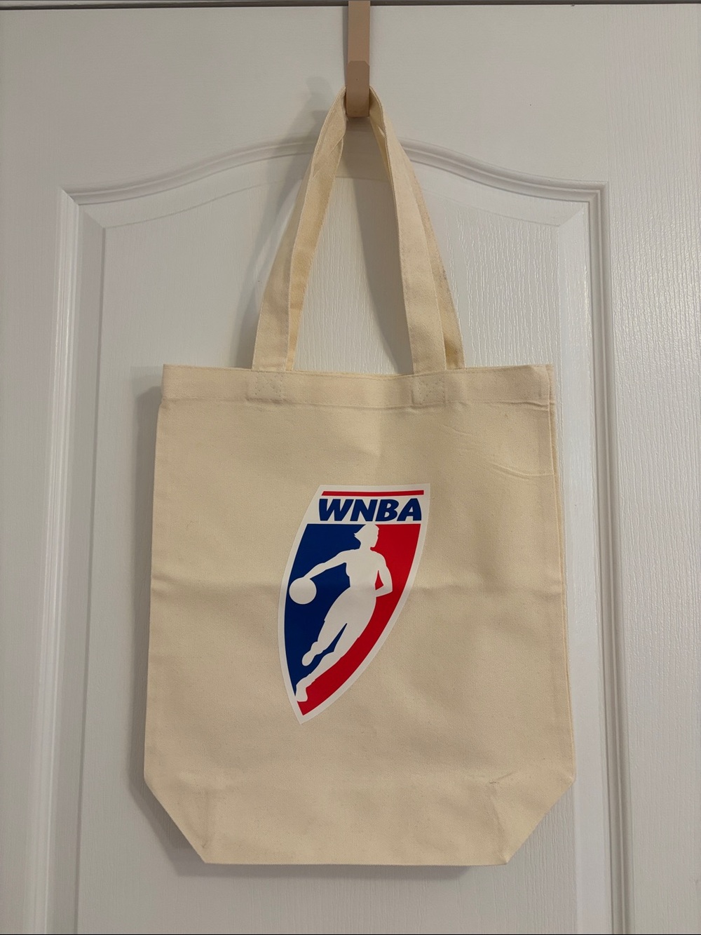NBA Cream Canvas Tote with Red & Blue WNBA Logo